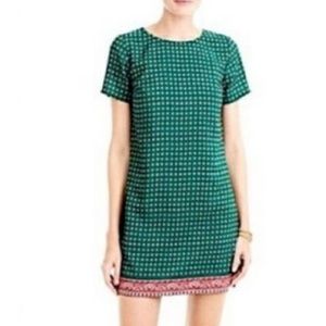J. Crew Green Printed Short Sleeve Gallery Dress
